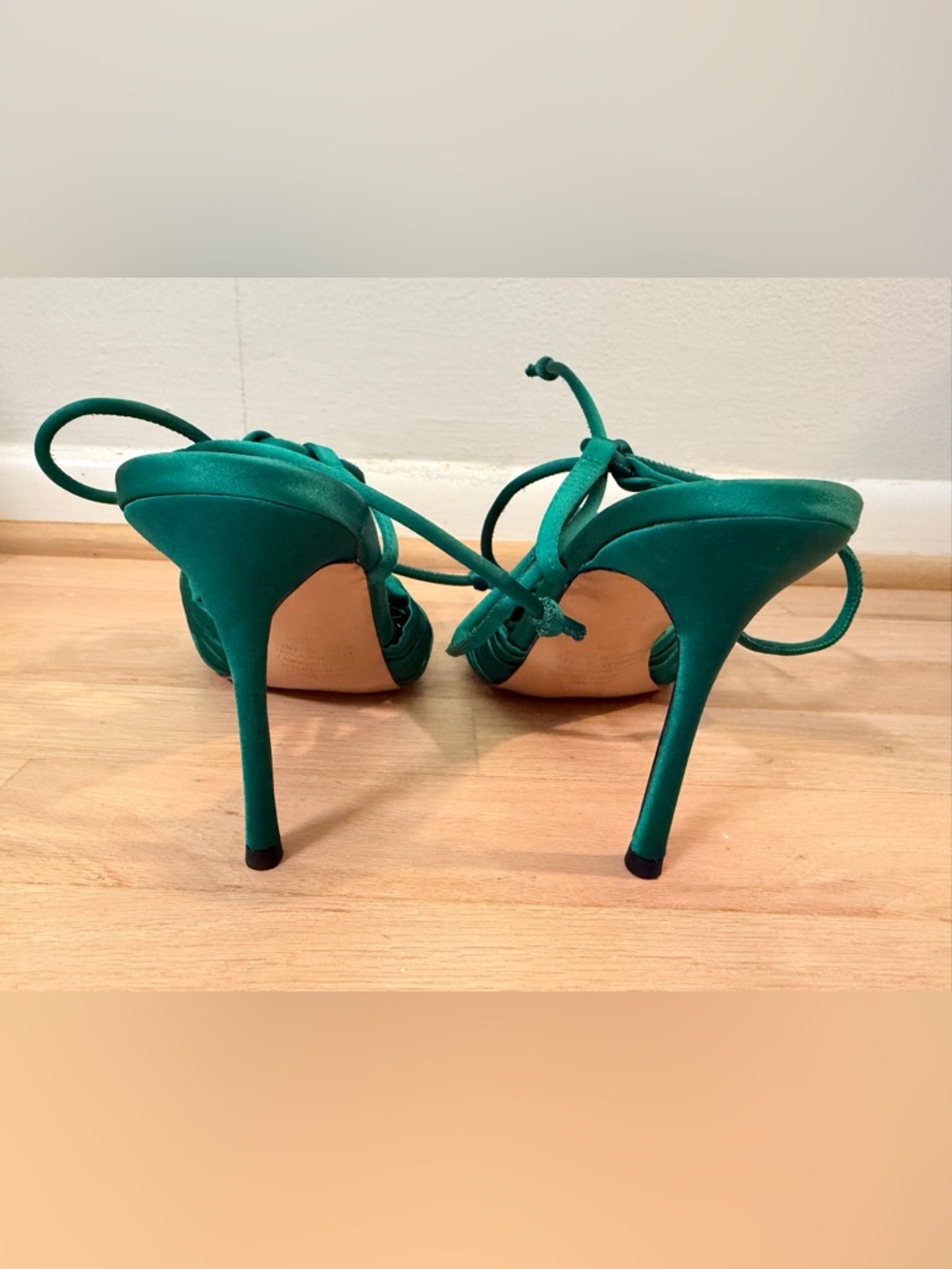 Alias Mae Emerald Green Ruched Knot Lace-Up Stiletto Heels EU 39 - Picture 2 of 4